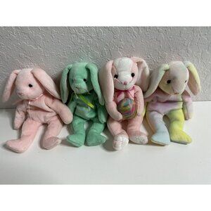 Lot of 4 TY Beanie Baby Easter Bunnies Hoppitty, Hippity, Hippie , Eggerton
